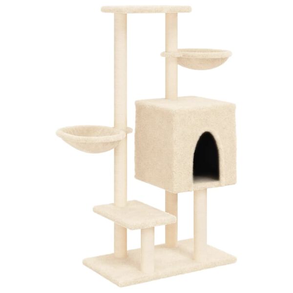 vidaXL Arbre &agrave; chat avec griffoirs en sisal cr&egrave;me 117 cm