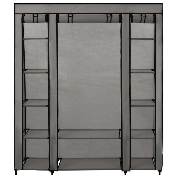 vidaXL Armoire avec compartiments et tiges Gris 150x45x176 cm Tissu