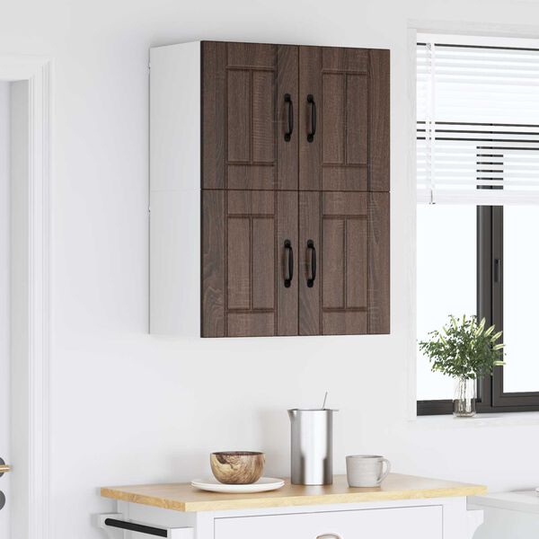 vidaXL Armoires murales de cuisine avec porte Lucca 2 pcs Ch&ecirc;ne brun