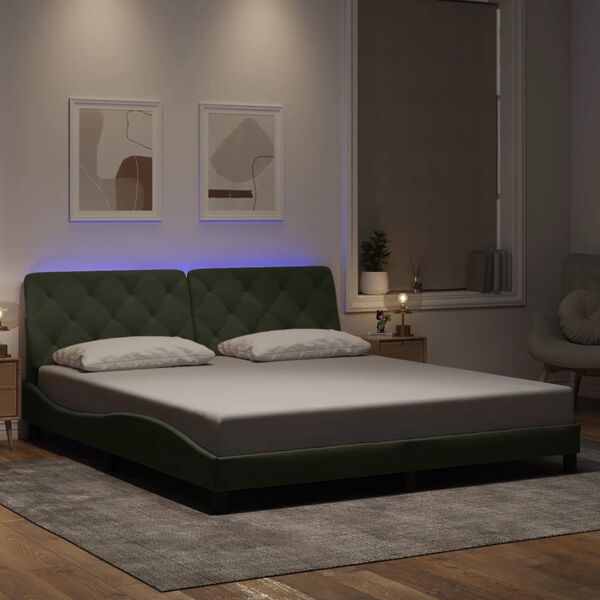 vidaXL Cadre de lit avec LED sans matelas gris clair 180x200cm velours