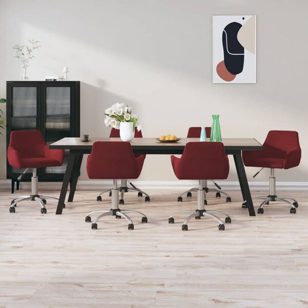 vidaXL Chaises pivotantes &agrave; manger lot de 6 Rouge bordeaux Velours