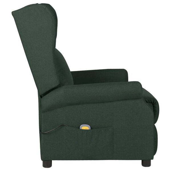 vidaXL Fauteuil de massage Vert fonc&eacute; Tissu