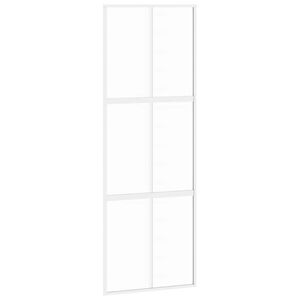 vidaXL Porte coulissante blanc 76x205 cm verre tremp&eacute; aluminium