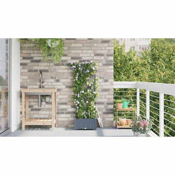 vidaXL Cache-pot de jardin Gris Clair 40 x 40 x 126 cm Acier