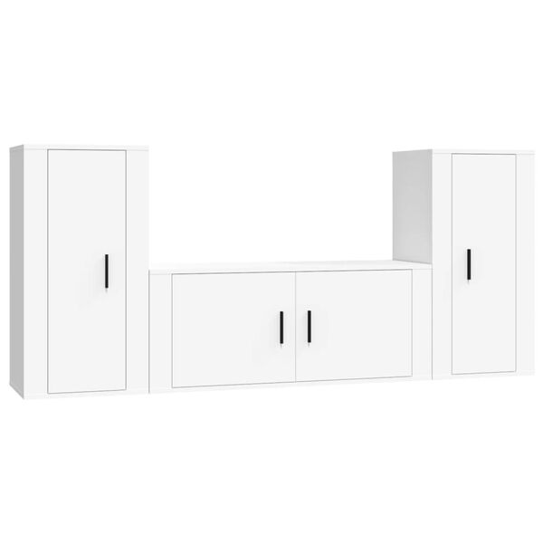 vidaXL Ensemble de meubles TV 3 pcs Blanc Bois d'ingénierie