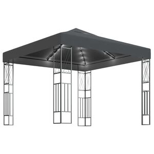 vidaXL Tonnelle avec guirlande lumineuse &agrave; LED 3x3 m Anthracite Tissu