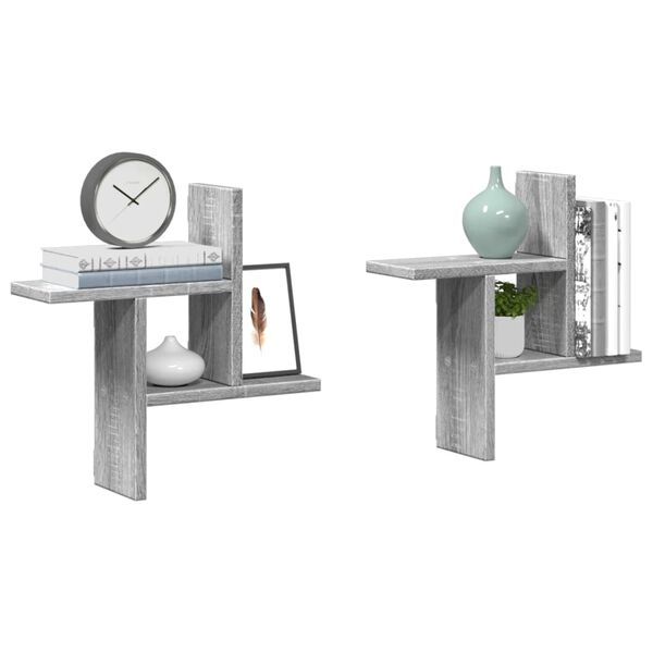 vidaXL Étagères murales 2pcs sonoma gris 38x12x38 cm bois d’ingénierie