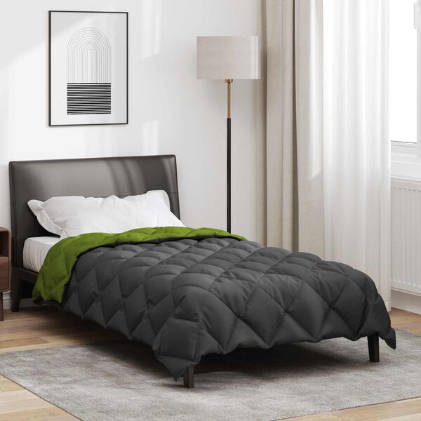 vidaXL Duvet d'hiver Vert et Anthracite 135 x 220 cm Microfibre