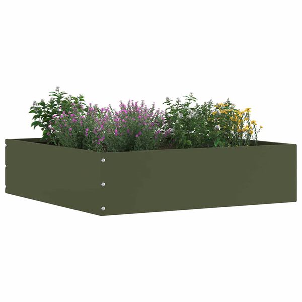vidaXL Bordure de Pelouse Vert olive 50 x 50 x 13 cm Acier