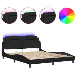 vidaXL Cadre de lit Viana avec LED sans matelas noir 160x200 cm