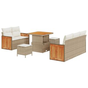 vidaXL Ensemble de canap&eacute; de jardin 10 pcs Beige et cr&egrave;me polyrotin