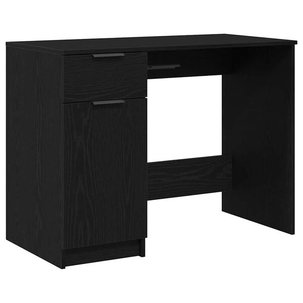 vidaXL Bureau avec porte Ch&ecirc;ne noir 100 x 50 x 75 cm Bois d'ing&eacute;nierie