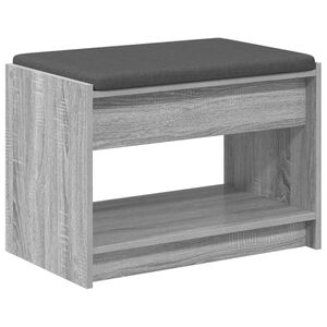 vidaXL Banc d'entr&eacute;e avec coussin Gris Sonoma 63 x 38 x 45 cm