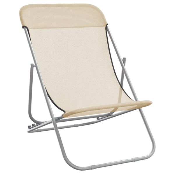 vidaXL Chaises plage pliantes lot de 2 textil&egrave;ne acier enduit poudre