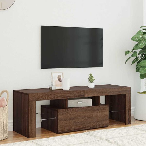 vidaXL Meuble TV avec lumi&egrave;res LED ch&ecirc;ne marron 120x35x40 cm