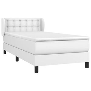 vidaXL Sommier &agrave; lattes de lit avec matelas Blanc 90x200 cm Similicuir