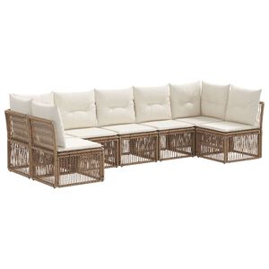 vidaXL Ensemble de canap&eacute; de jardin 7 pc Beige polyrotin
