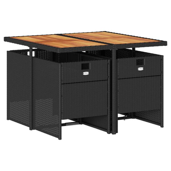 vidaXL Ensemble &agrave; manger de jardin coussins 5pcs Noir R&eacute;sine tress&eacute;e