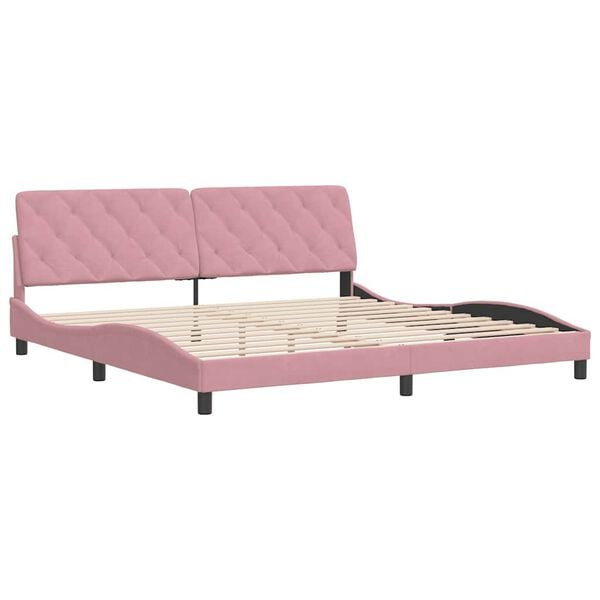 vidaXL Cadre de lit sans matelas rose 200x200 cm velours