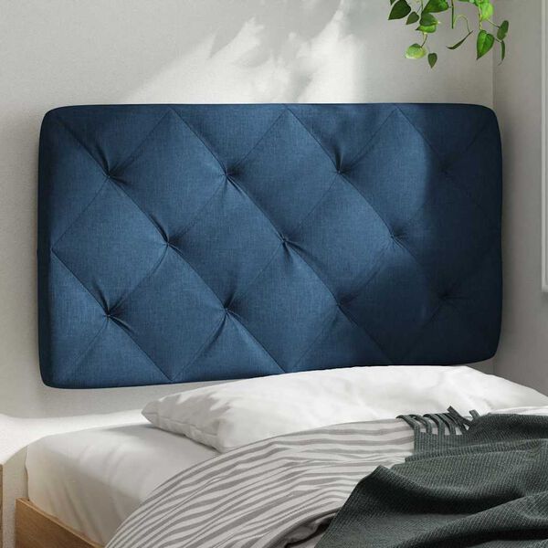 vidaXL Coussin de tête de lit bleu 80 cm tissu