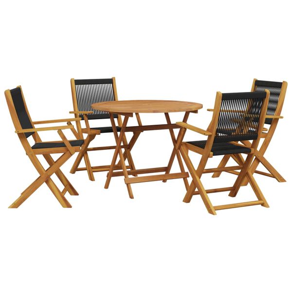 vidaXL Ensemble &agrave; manger de jardin 5pcs noir polypropyl&egrave;ne bois massif