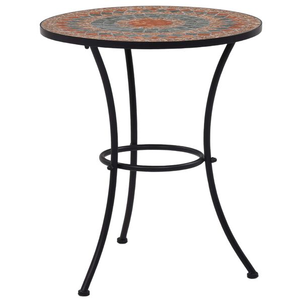 vidaXL Table de bistro mosa&iuml;que Orange/gris 60 cm C&eacute;ramique