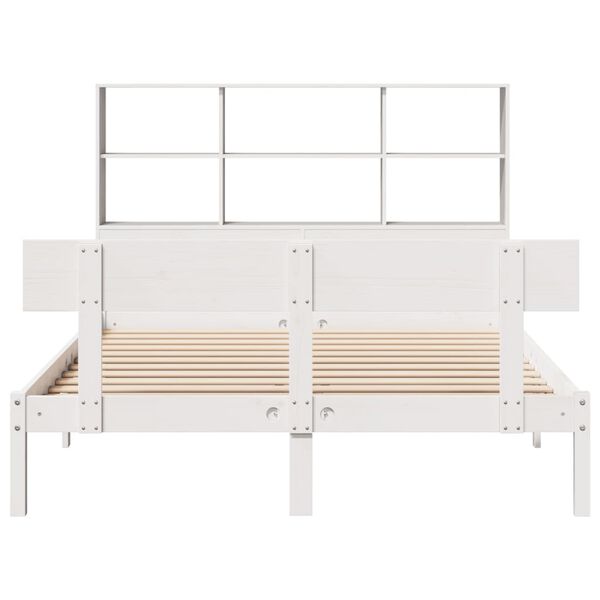 vidaXL Lit biblioth&egrave;que sans matelas blanc 140x200 cm bois pin massif