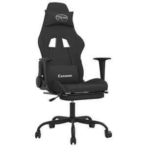 vidaXL Chaise de jeu de massage avec repose-pied Noir Tissu