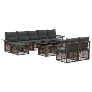 vidaXL Ensemble de canap&eacute; de jardin 10 pc Gris et Gris fonc&eacute; polyrotin