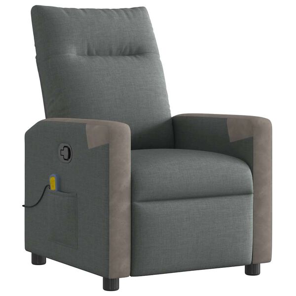 vidaXL Fauteuil de massage inclinable Gris foncé Tissu