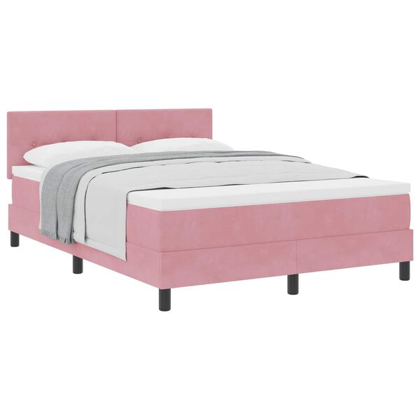 vidaXL Lit &agrave; ressorts avec matelas Rose 140 x 200 cm Velours