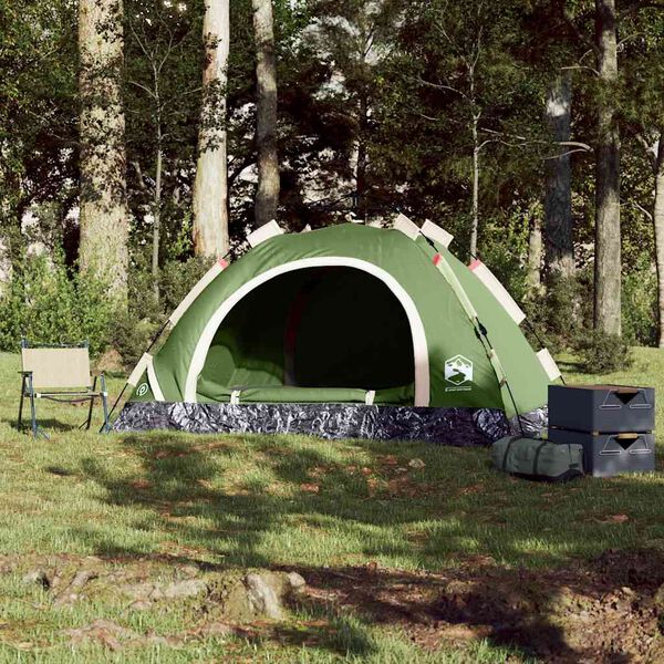 vidaXL Tente de camping 3 personnes vert libération rapide