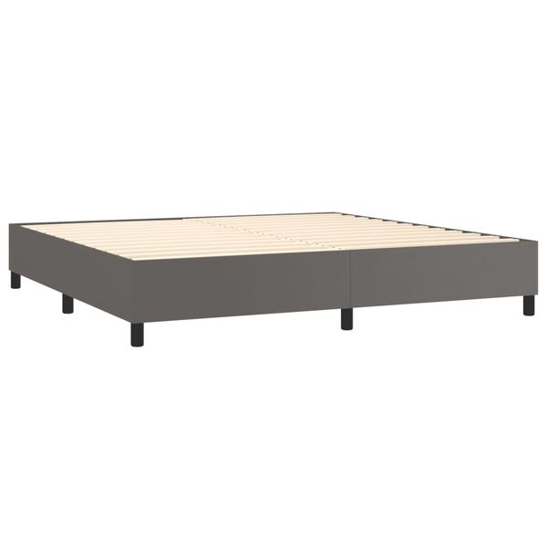 vidaXL Sommier &agrave; lattes de lit avec matelas Gris 200x200 cm Similicuir