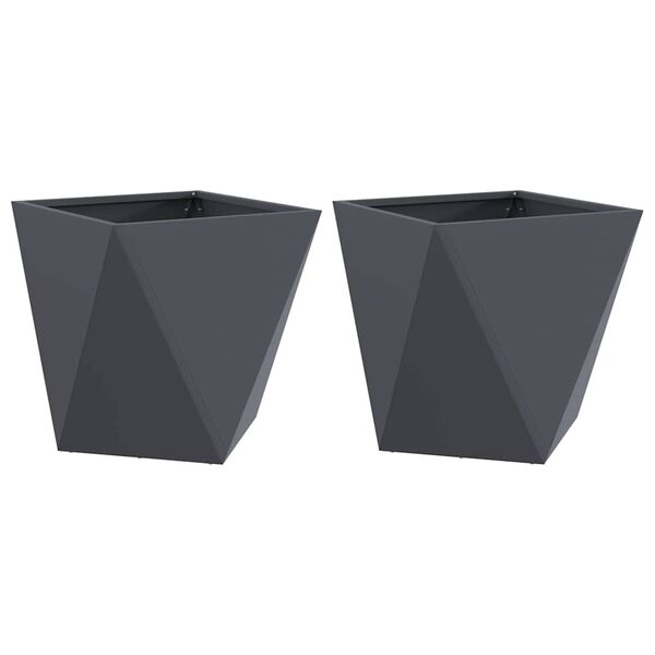 vidaXL Jardini&egrave;re 2 pcs Anthracite 50 x 50 x 50 cm Acier