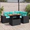 vidaXL Salon de jardin 5 pcs avec coussins noir r&eacute;sine tress&eacute;e