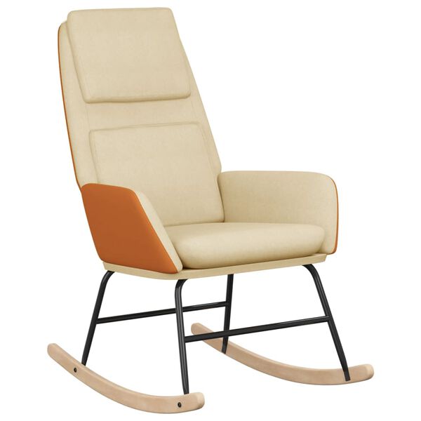 vidaXL Chaise &agrave; bascule Cr&egrave;me Tissu