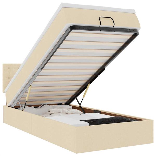 vidaXL Lit ottoman avec matelas cr&egrave;me 90x200 cm tissu