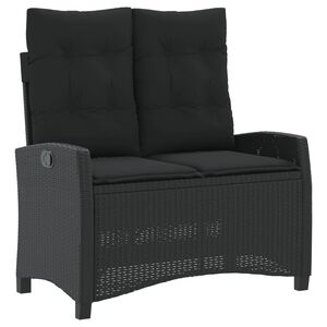 vidaXL Banc inclinable de jardin avec coussins noir r&eacute;sine tress&eacute;e