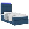 vidaXL Lit ottoman avec matelas et LED Bleu 90x200 cm Tissu