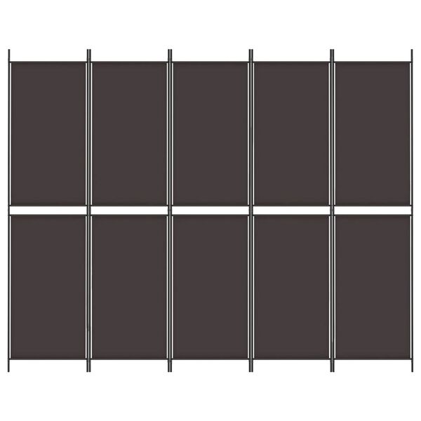 vidaXL Cloison de séparation 5 panneaux Marron 250x200 cm Tissu
