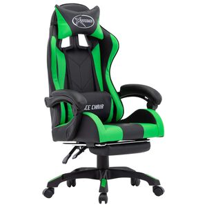 vidaXL Fauteuil de jeux vid&eacute;o avec repose-pied Vert et noir Similicuir