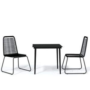 vidaXL Ensemble &agrave; manger de jardin 3 pcs Noir