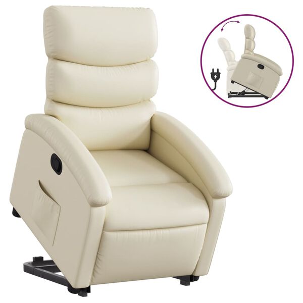 vidaXL Fauteuil inclinable Cr&egrave;me Similicuir