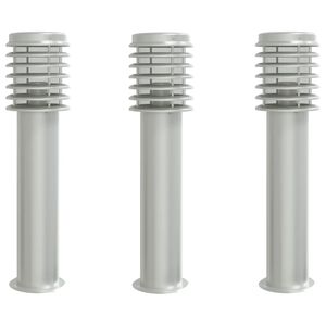 vidaXL Lampadaires d'ext&eacute;rieur 3 pcs argent&eacute; 60 cm acier inoxydable