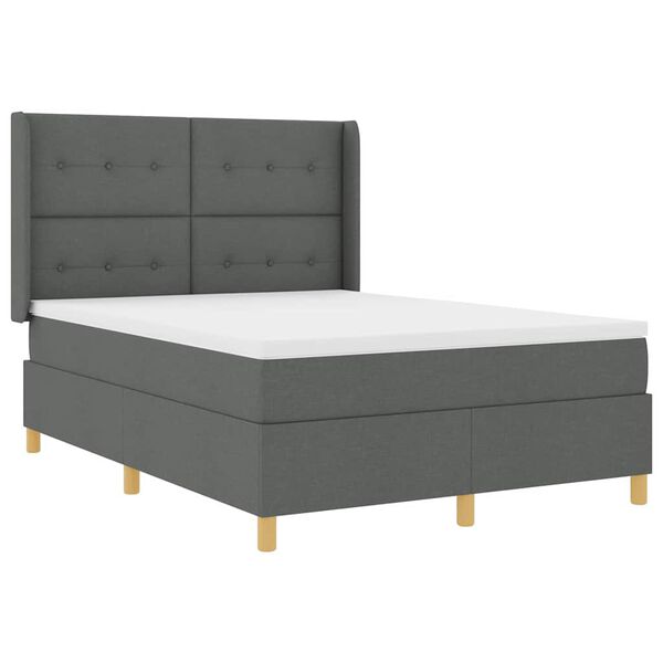 vidaXL Lit &agrave; ressorts avec matelas avec LED Gris 140 x 190 cm tissu