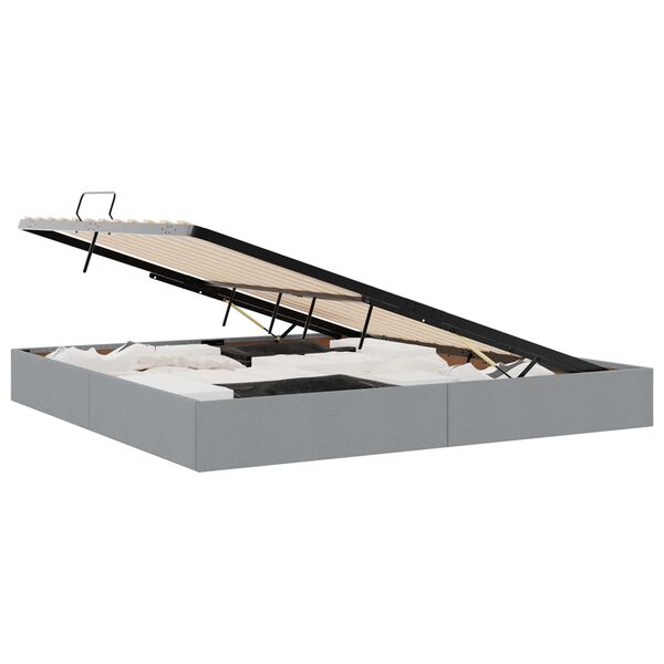 vidaXL Lit de Rangement avec matelas Gris clair 200 x 200 cm tissu