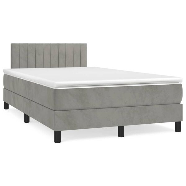 vidaXL Sommier &agrave; lattes de lit et matelas gris clair 120x190cm velours