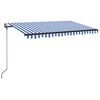 vidaXL Auvent automatique capteur de vent LED 450x350 cm Bleu et blanc