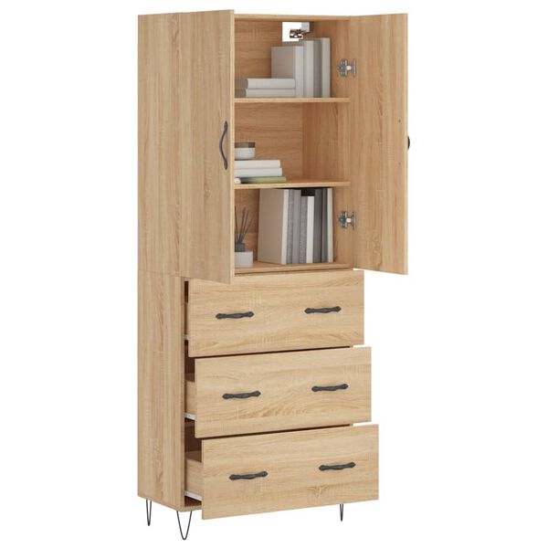 vidaXL Buffet haut Ch&ecirc;ne sonoma 69,5x34x180 cm Bois d'ing&eacute;nierie