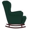 vidaXL Fauteuil &agrave; bascule &agrave; oreilles en velours vert fonc&eacute; bois massif